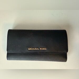 Michael Kors Tri Fold Black Leather Wallet